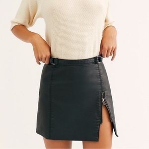 Free People black vegan leather mini skirt
